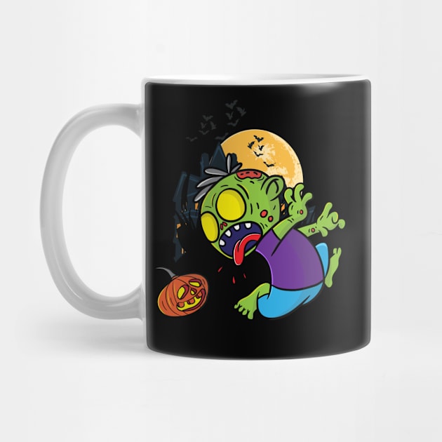 Funny Halloween Zombie Cartoon by Foxxy Merch